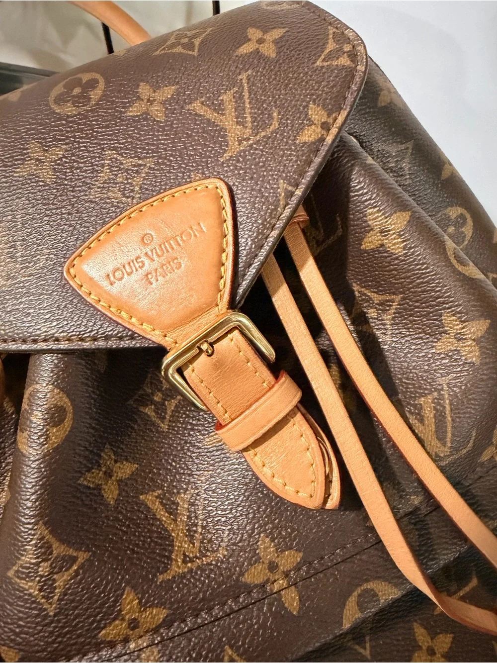 Louis Vuitton montsouris Brown Monogram Canvas Small Backpack with Vachetta Trim